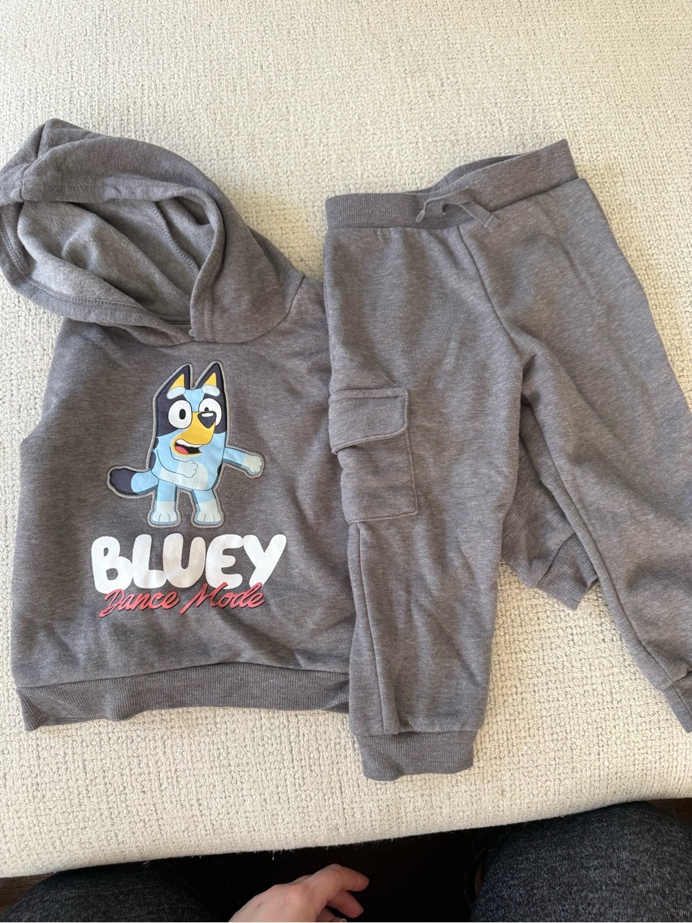 Gray Bluey Graphic Kids Hoodie & Jogger Set - Gray